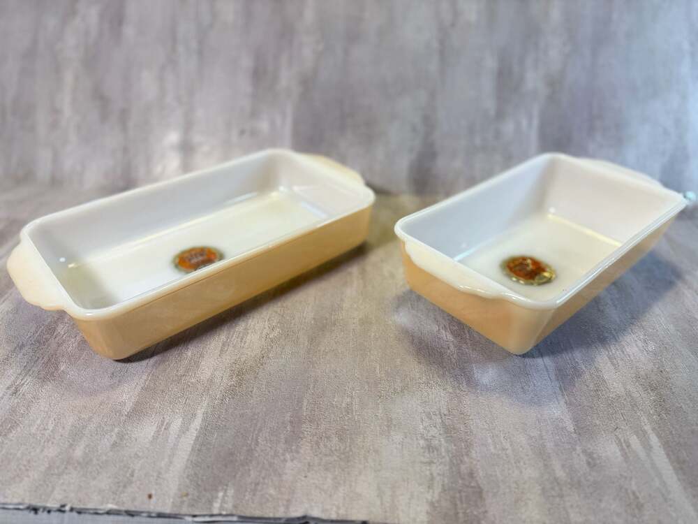 New Vintage Fire King Copper Tint Ovenware Set Anchor Hocking 12 Piece Set